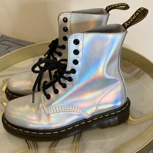 Iridescent Lace-Up Boots